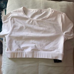 NVGTN white open back crop top